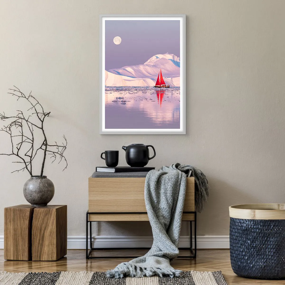 Affiche dans un cadre blanc - Poster - La chaleur de la voile, le froid de la glace - 50x70 cm