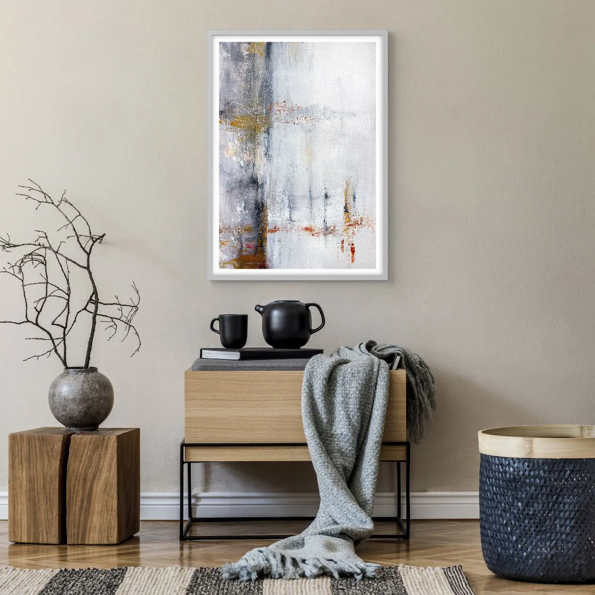 Plakat i hvid ramme - Bag lufttæppet - 50x70 cm