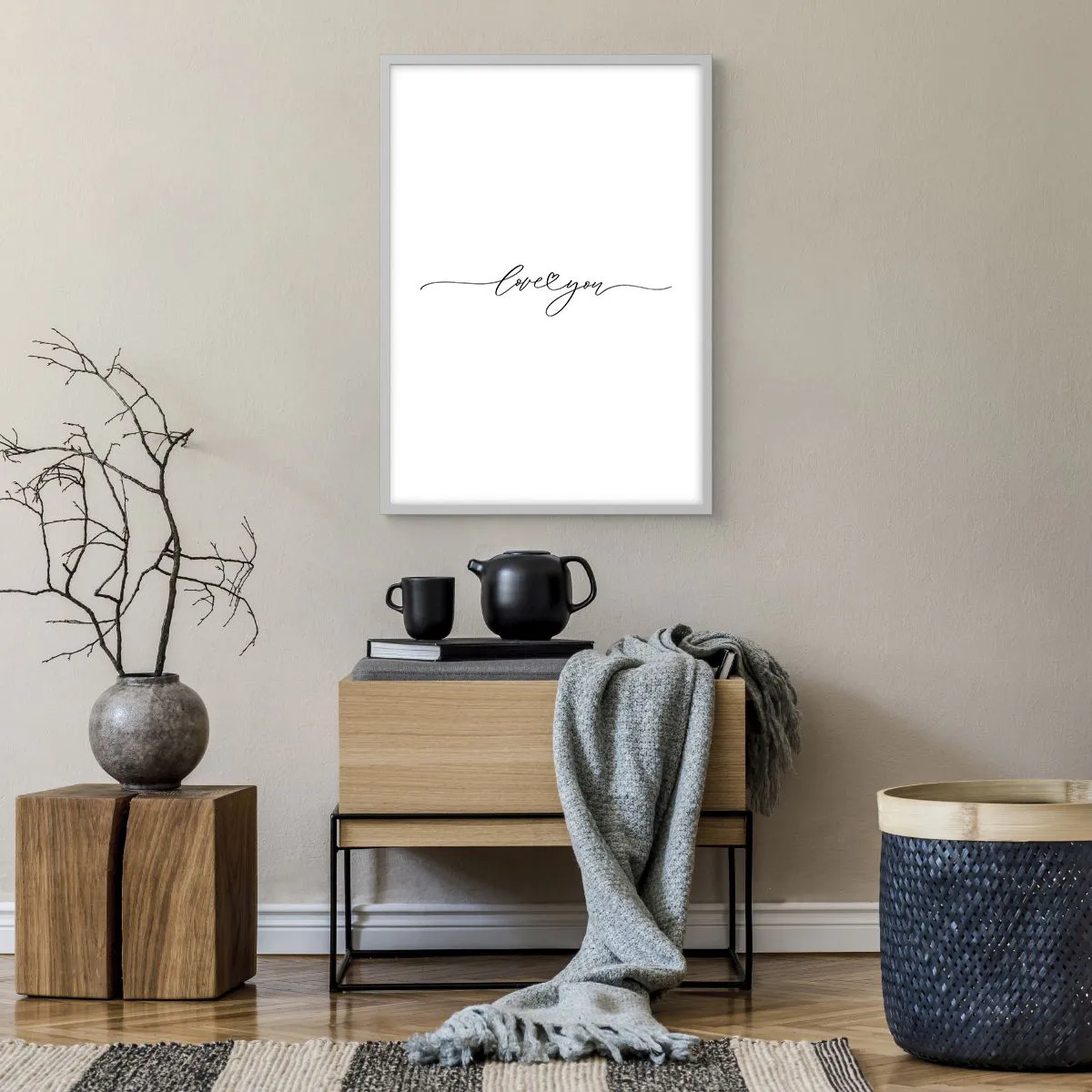 Poster în ramă albă - Negru pe alb - 50x70 cm