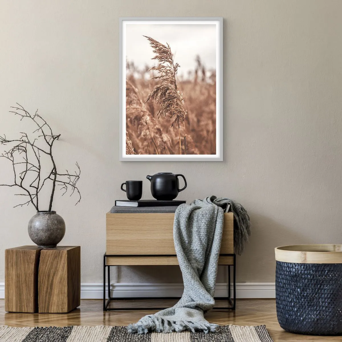 Affiche dans un cadre blanc - Poster - C'est déjà l'automne dans les champs - 50x70 cm