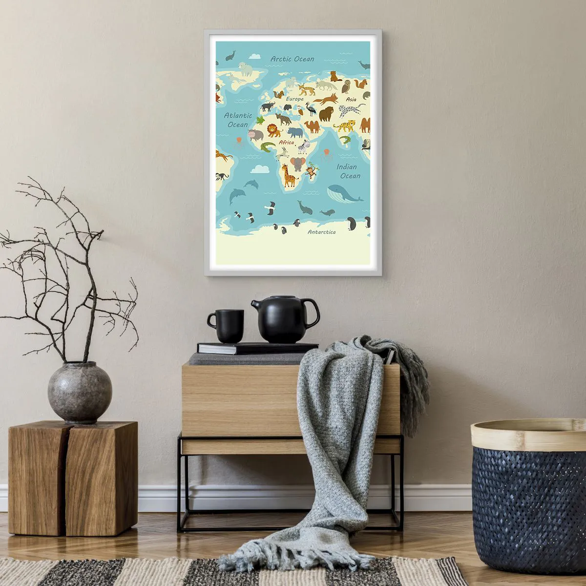 Plakat i hvid ramme - Gode naboer - 50x70 cm