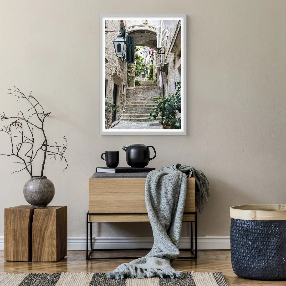 Pôster em moldura branca - Beco encantador - 50x70 cm