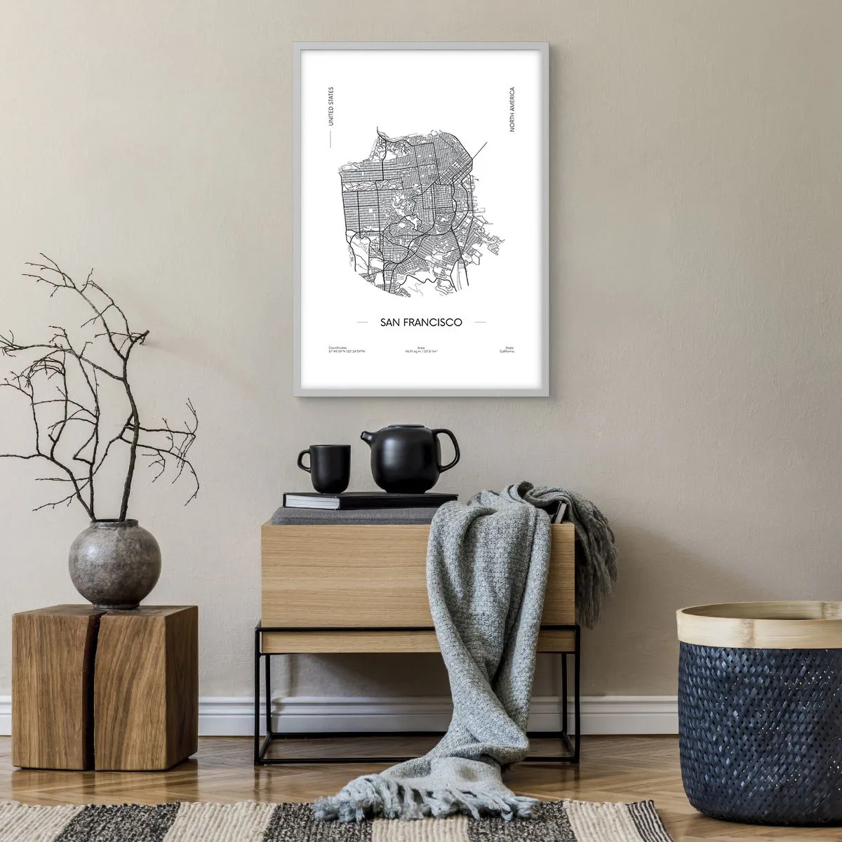 Poster in einem weißen Rahmen - Anatomie von San Francisco - 50x70 cm