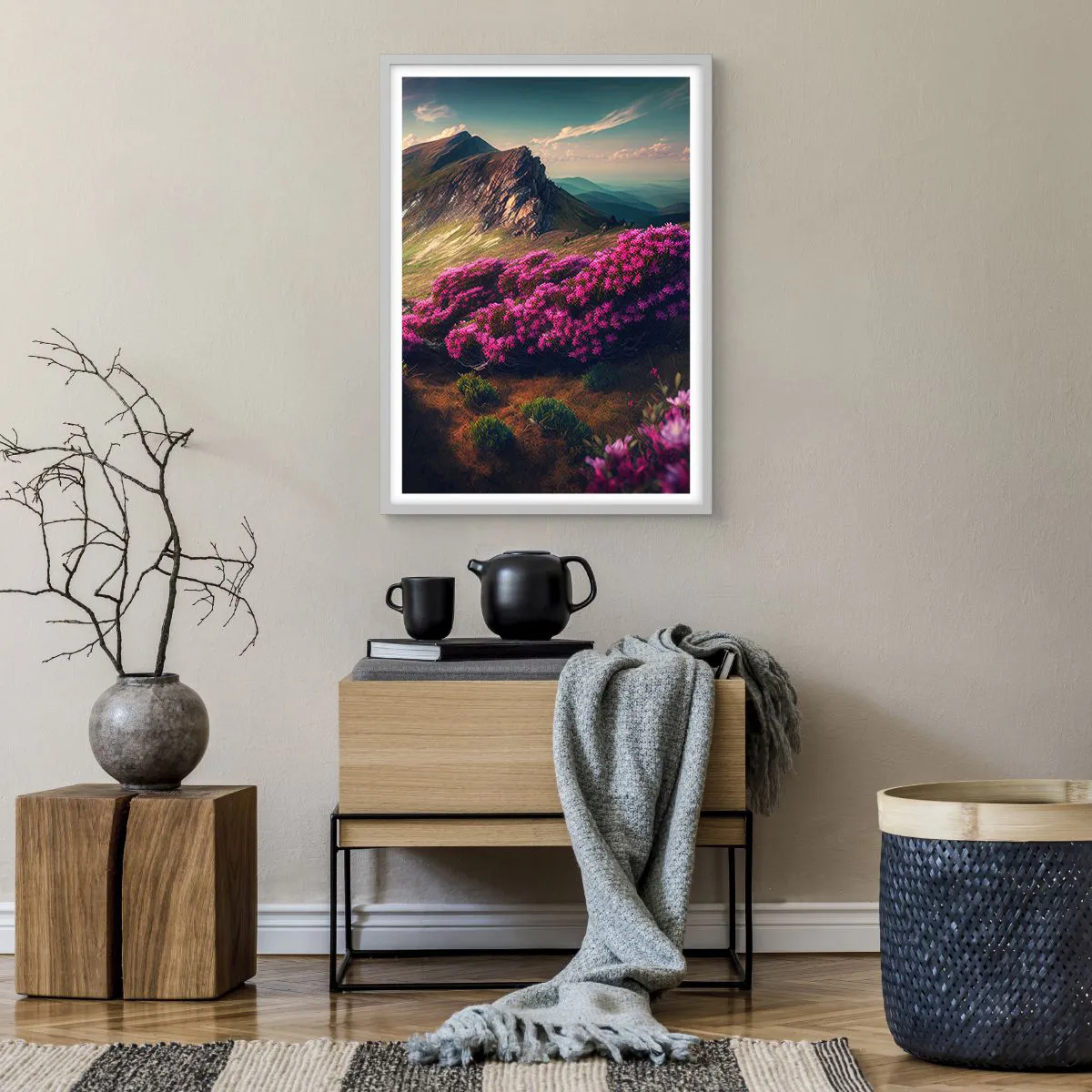 Poster in einem weißen Rahmen - Sommer in den Bergen - 50x70 cm