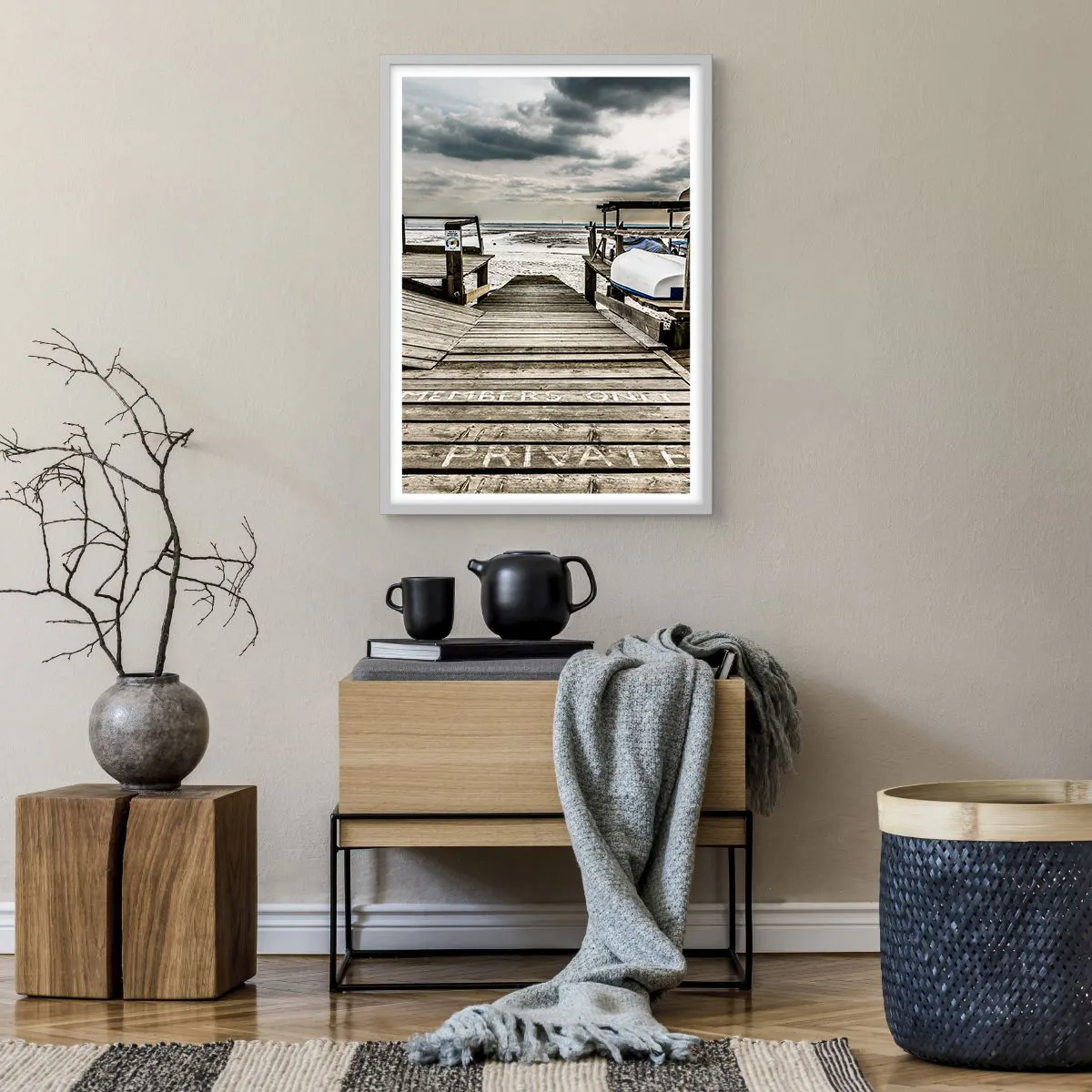 Affisch i vit ram - Stranden i norr - 50x70 cm