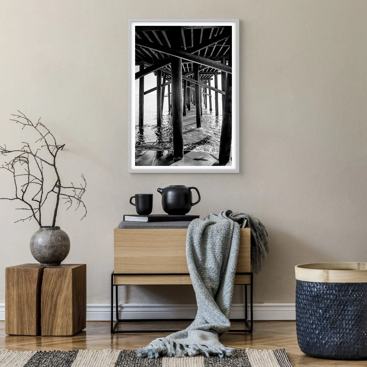 Poszter fekete keretben - Tengerparti rejtekhely - 50x70 cm