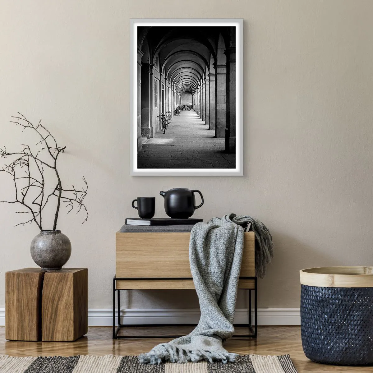 Affiche dans un cadre blanc - Poster - Sous les arcades - 50x70 cm