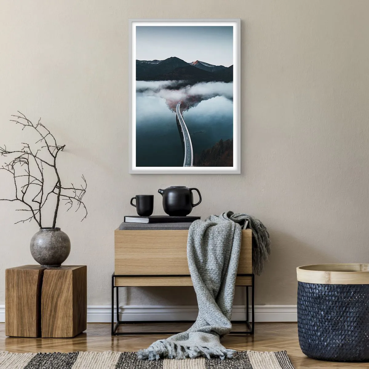 Plagát v bielom ráme - Pri vode hladkej ako zrkadlo - 50x70 cm