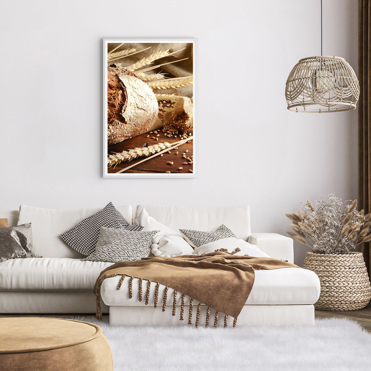 Poster in einem weißen Rahmen Brot, Poster in einem weißen Rahmen Weizenkörner, Poster in einem weißen Rahmen Gastronomie, Poster in einem weißen Rahmen Müsli, Poster in einem weißen Rahmen Brot