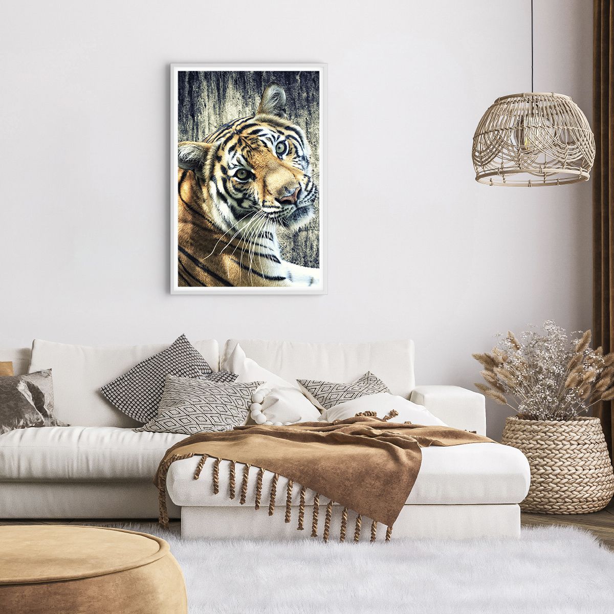 Affiche dans un cadre blanc Animaux, Affiche dans un cadre blanc Tigre, Affiche dans un cadre blanc Afrique, Affiche dans un cadre blanc Animal Sauvage, Affiche dans un cadre blanc Inde