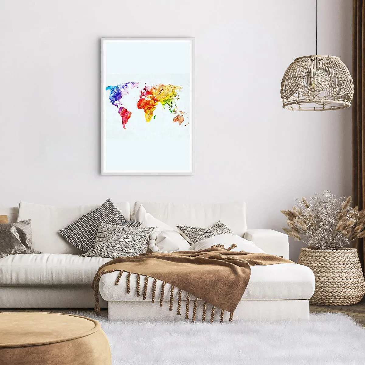 Affiche dans un cadre blanc - Poster - Toutes les couleurs du monde - 61x91 cm
