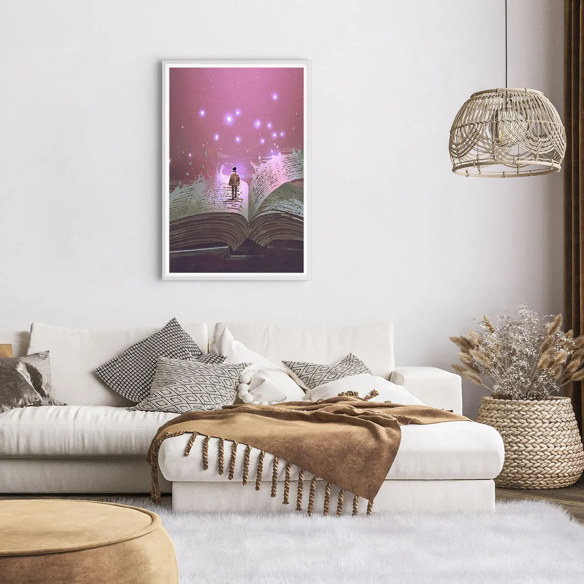 Affisch i vit ram - Inbjudan till en annan värld - läs! - 61x91 cm