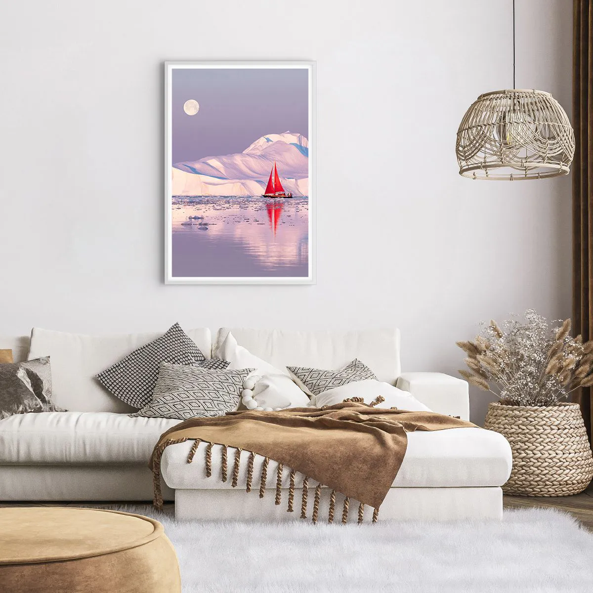 Plakat w białej ramie - Żar żagla, chłód lodu - 61x91 cm
