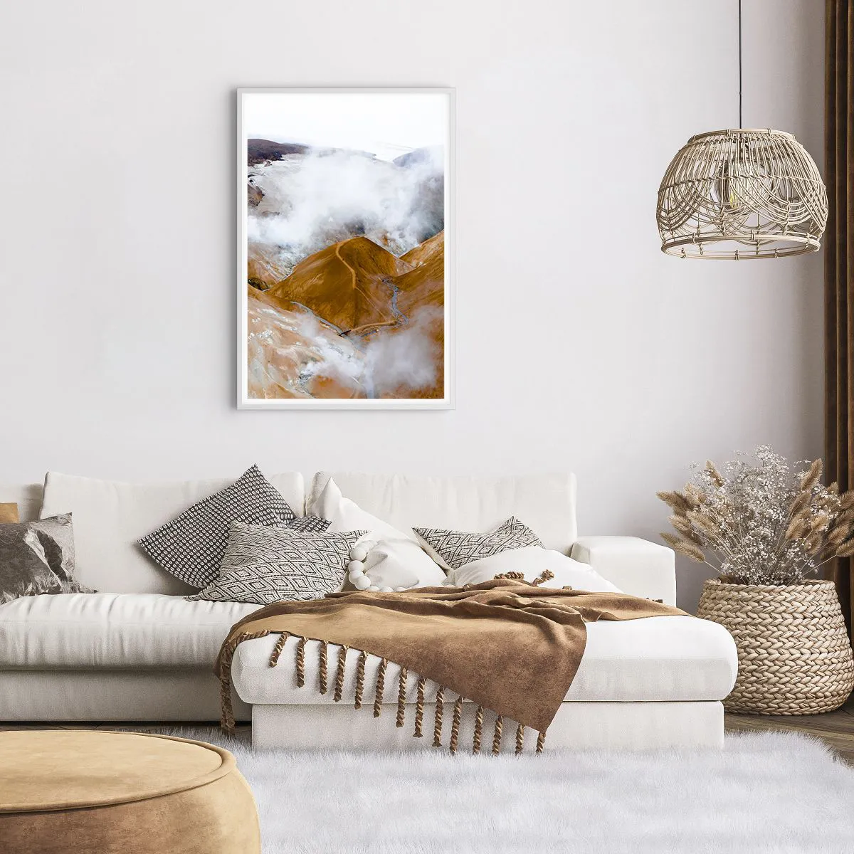 Plagát v bielom ráme - Drsná krása Islandu - 61x91 cm