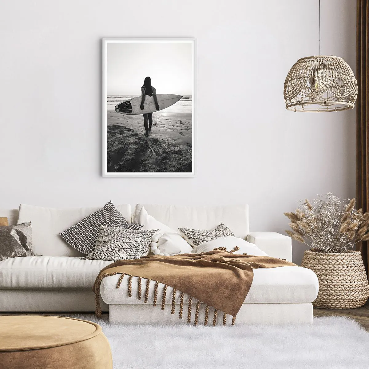 Pôster em moldura branca - Filha da onda do mar - 61x91 cm