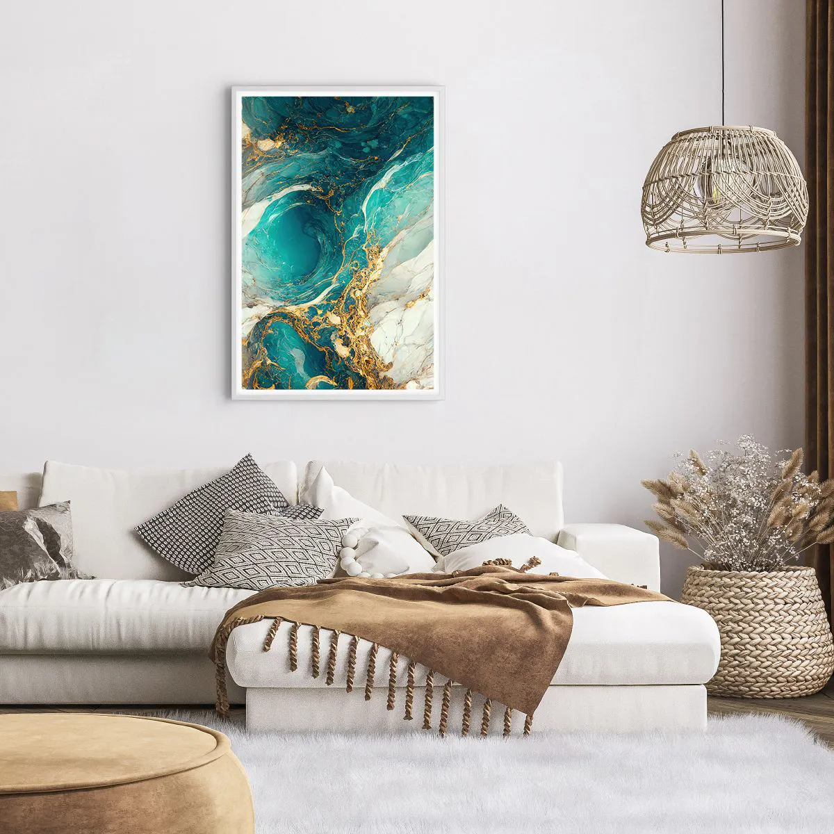 Poster in een witte lijst - Compositie met goudaders - 61x91 cm