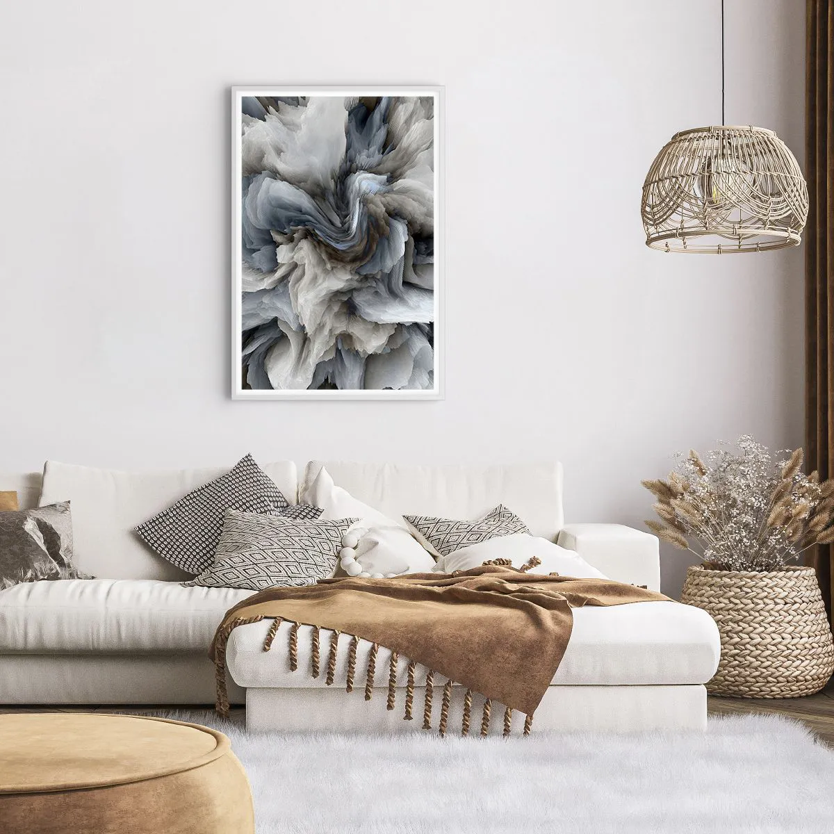 Plakat i hvid ramme - Sten og blomst - 61x91 cm