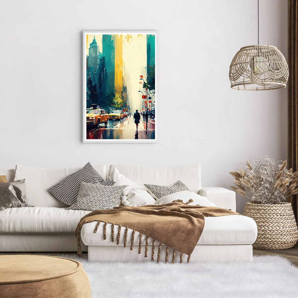 Poszter fekete keretben - New York - itt még az eső is színes. - 61x91 cm