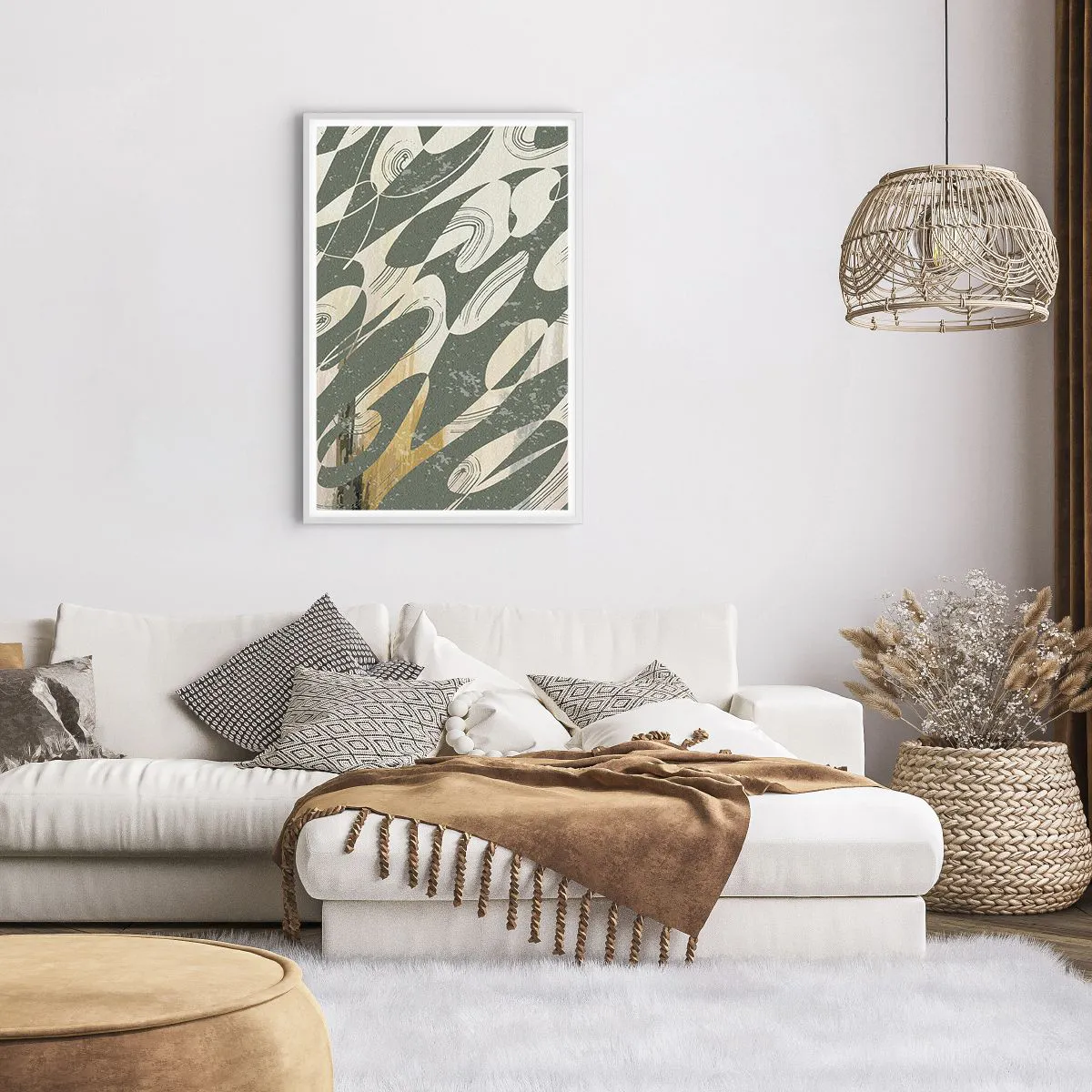 Poster in een witte lijst - Ritmische abstractie - 61x91 cm