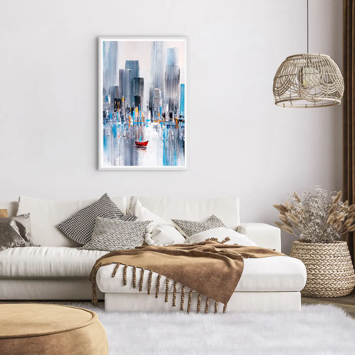 Plakát v bílém rámu - Metropole u zálivu - 61x91 cm