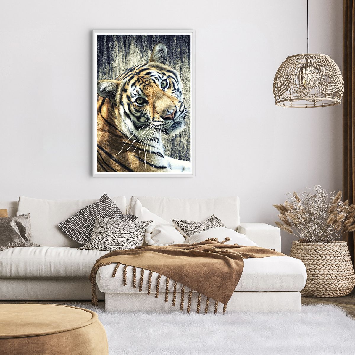 Affiche dans un cadre blanc Animaux, Affiche dans un cadre blanc Tigre, Affiche dans un cadre blanc Afrique, Affiche dans un cadre blanc Animal Sauvage, Affiche dans un cadre blanc Inde