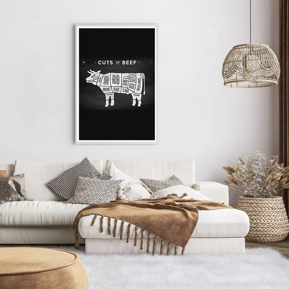 Plakat w białej ramie - Elementarz masarza - 70x100 cm