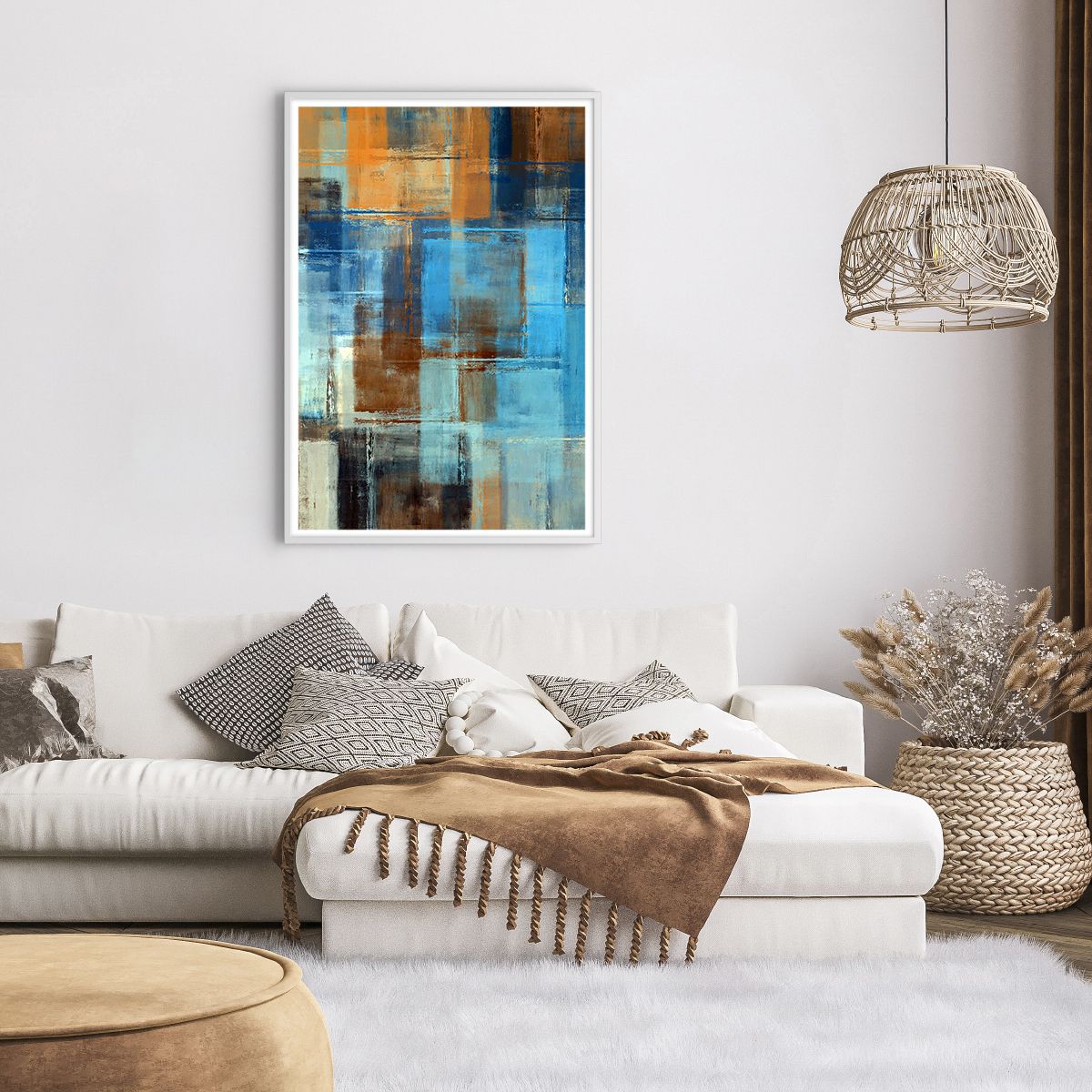 Plagát v bielom ráme Abstrakcia, Plagát v bielom ráme Umenie, Plagát v bielom ráme Maľovať, Plagát v bielom ráme Moderný Vzor, Plagát v bielom ráme Viacfarebné