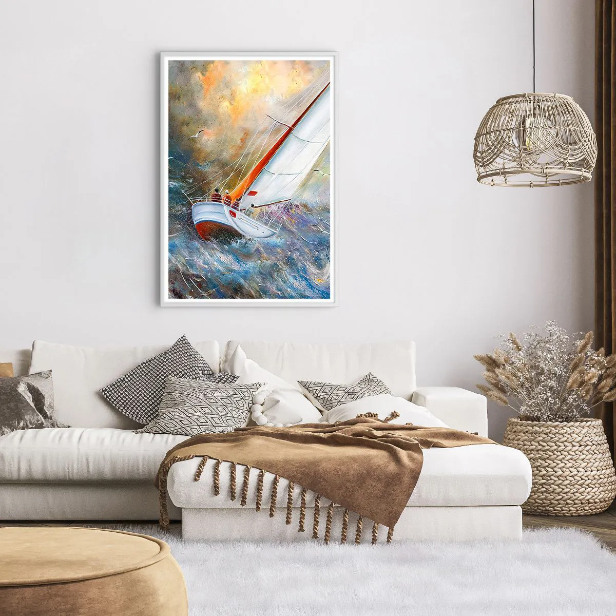 Affiche dans un cadre blanc - Poster - Concourir sur les vagues - 70x100 cm