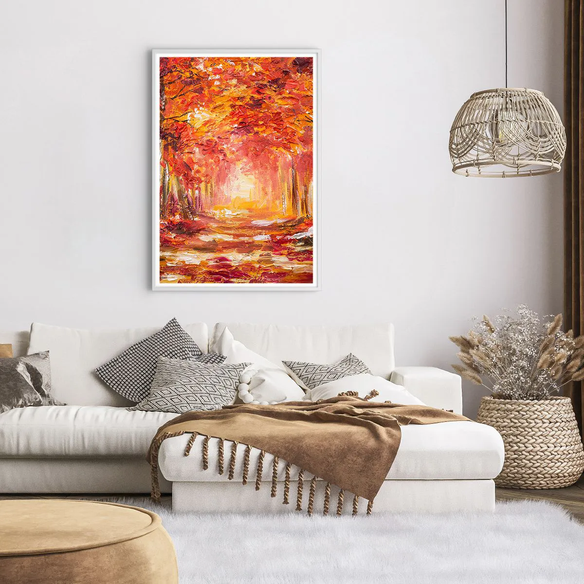 Poster in cornice bianca - Foresta di rame - 70x100 cm