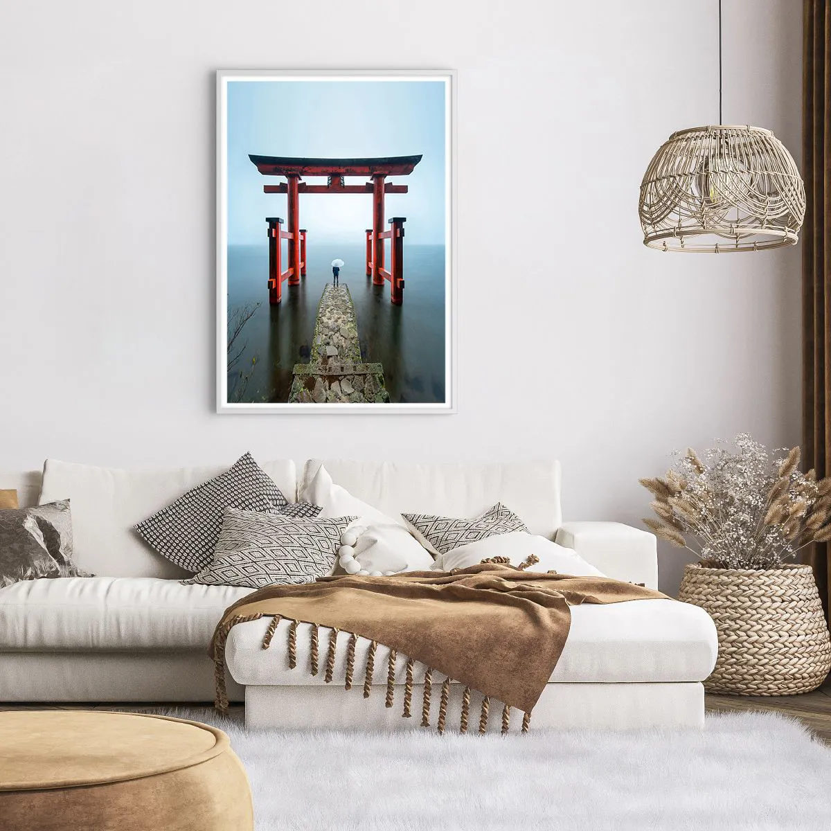 Poster in een witte lijst - Japanse mijmering - 70x100 cm