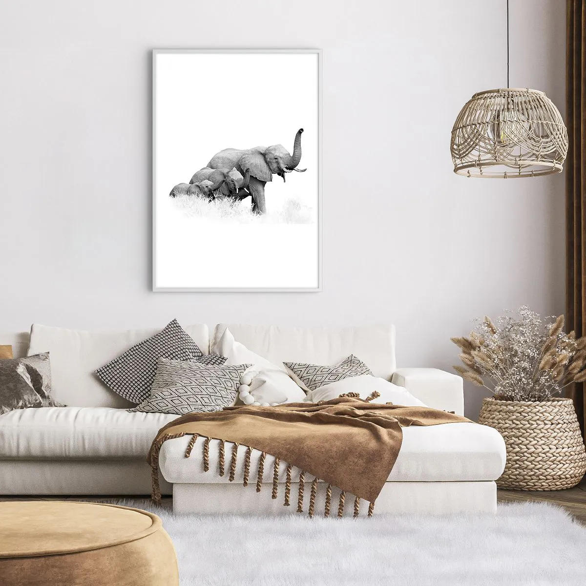 Affiche dans un cadre blanc - Poster - Un, deux, trois - 70x100 cm