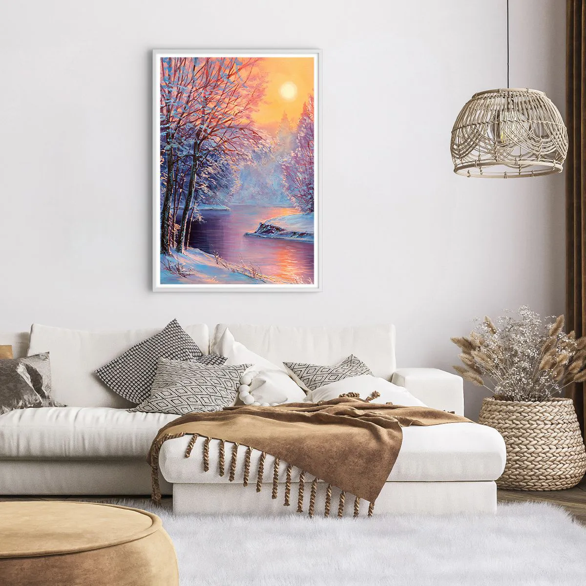 Poster in einem weißen Rahmen - Die Farben des Winters - 70x100 cm