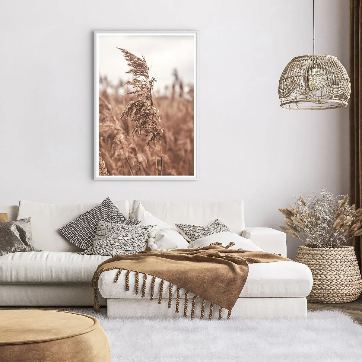 Affiche dans un cadre blanc - Poster - C'est déjà l'automne dans les champs - 70x100 cm