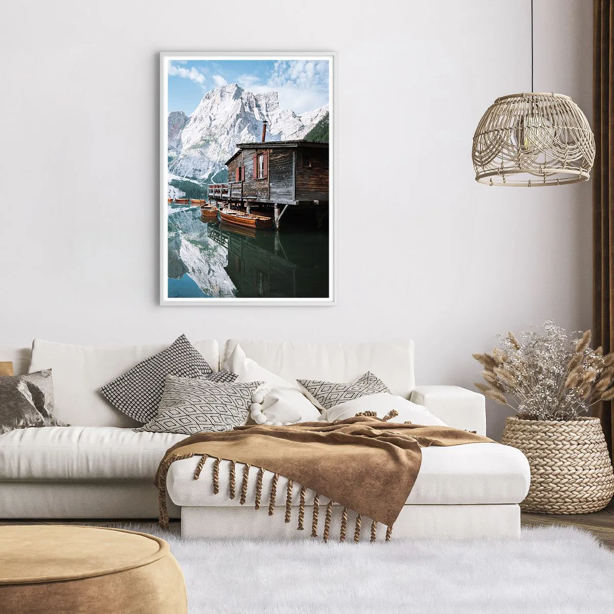 Affiche dans un cadre blanc - Poster - Un matin cristallin en montagne - 70x100 cm