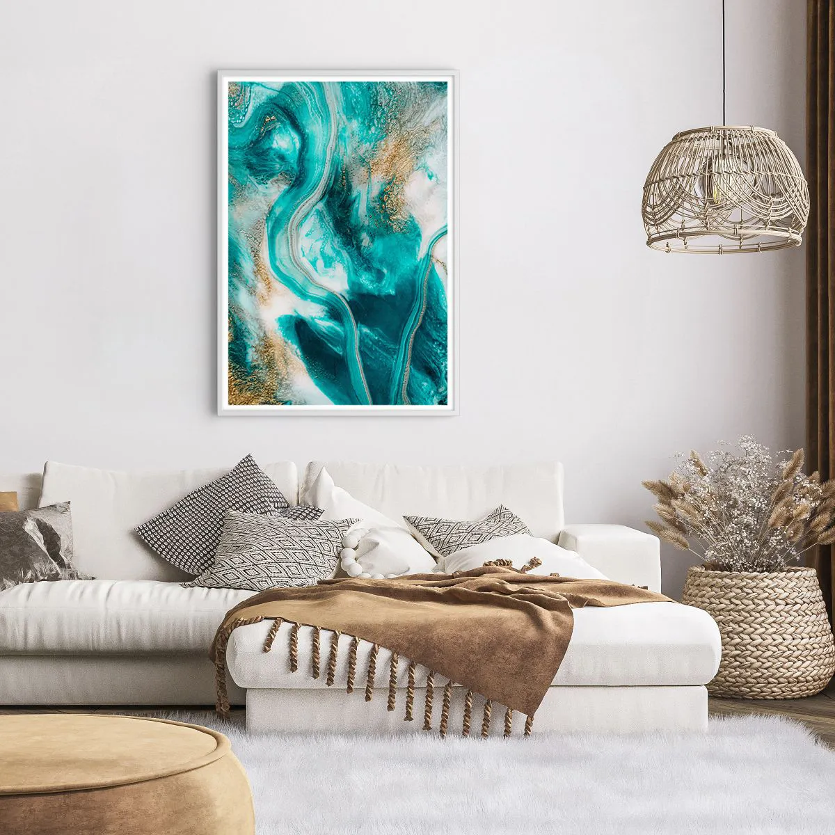 Poster in einem weißen Rahmen - Der Fluss aus Gold - 70x100 cm