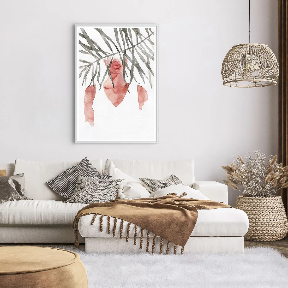 Poster în ramă albă - Doamna de la tropice - 70x100 cm