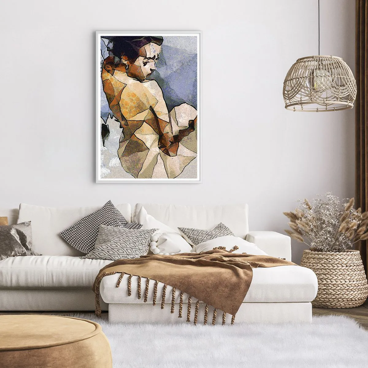 Poster in een witte lijst - In de geest van het kubisme - 70x100 cm