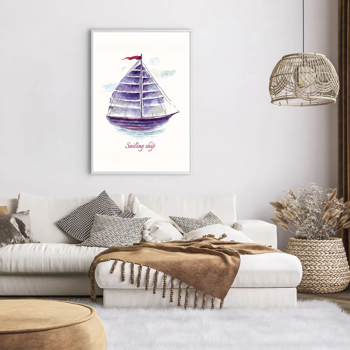 Affiche dans un cadre blanc - Poster - Plein de voiles et d’eau calme - 70x100 cm