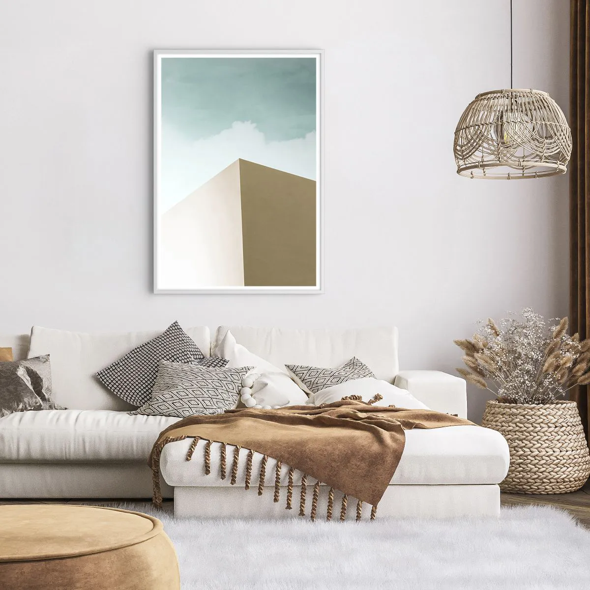 Plagát v bielom ráme - Geometria slnečného leta - 70x100 cm