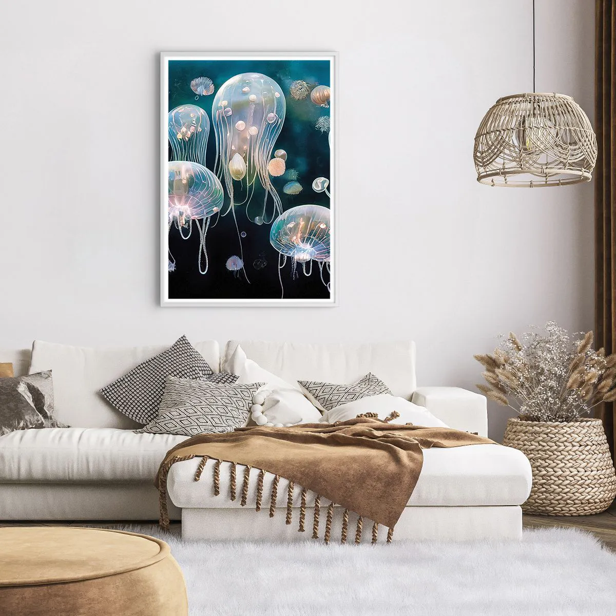 Affisch i vit ram - Undervattenbal - 70x100 cm