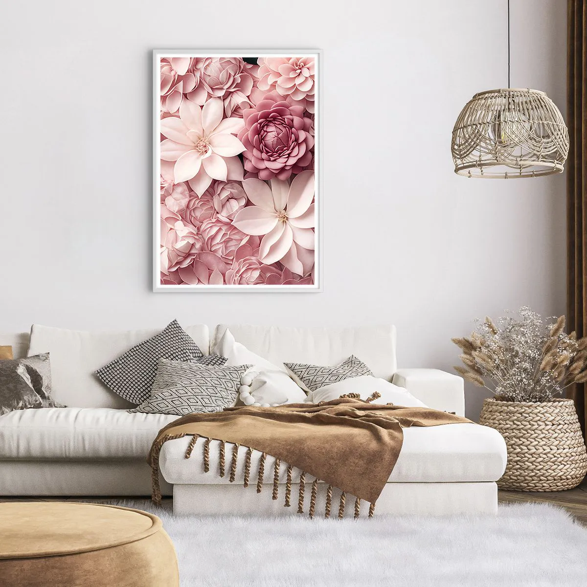 Poster in einem weißen Rahmen - In rosa Blütenblättern - 70x100 cm