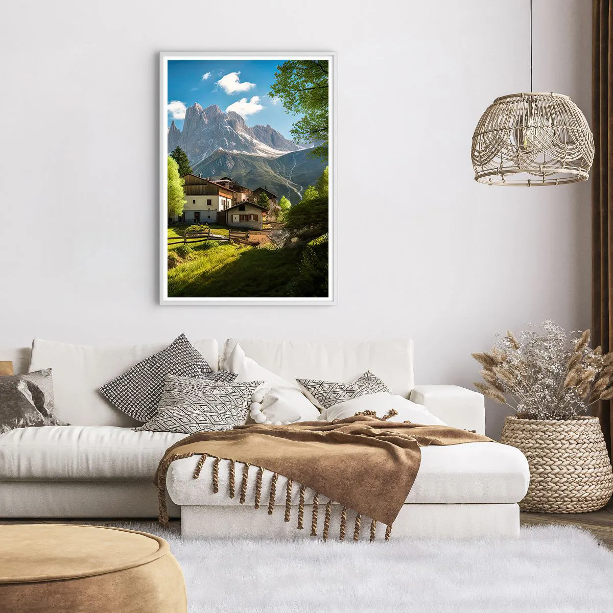 Affisch i vit ram - Alpin idyll - 70x100 cm