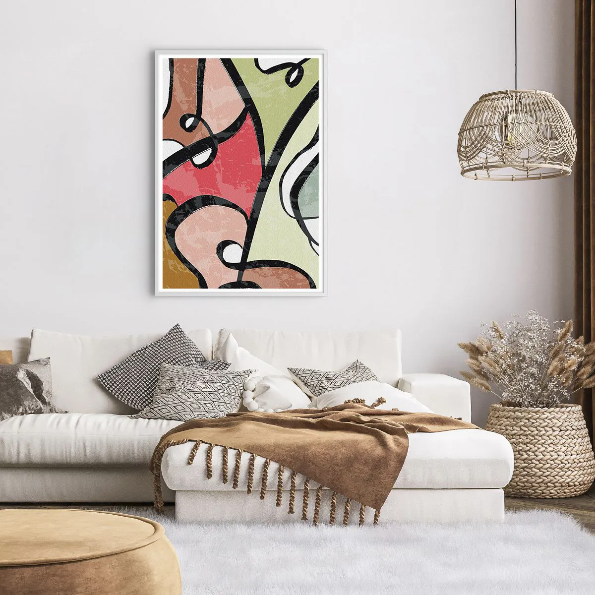 Affiche dans un cadre blanc - Poster - Pirouettes parmi les couleurs - 70x100 cm