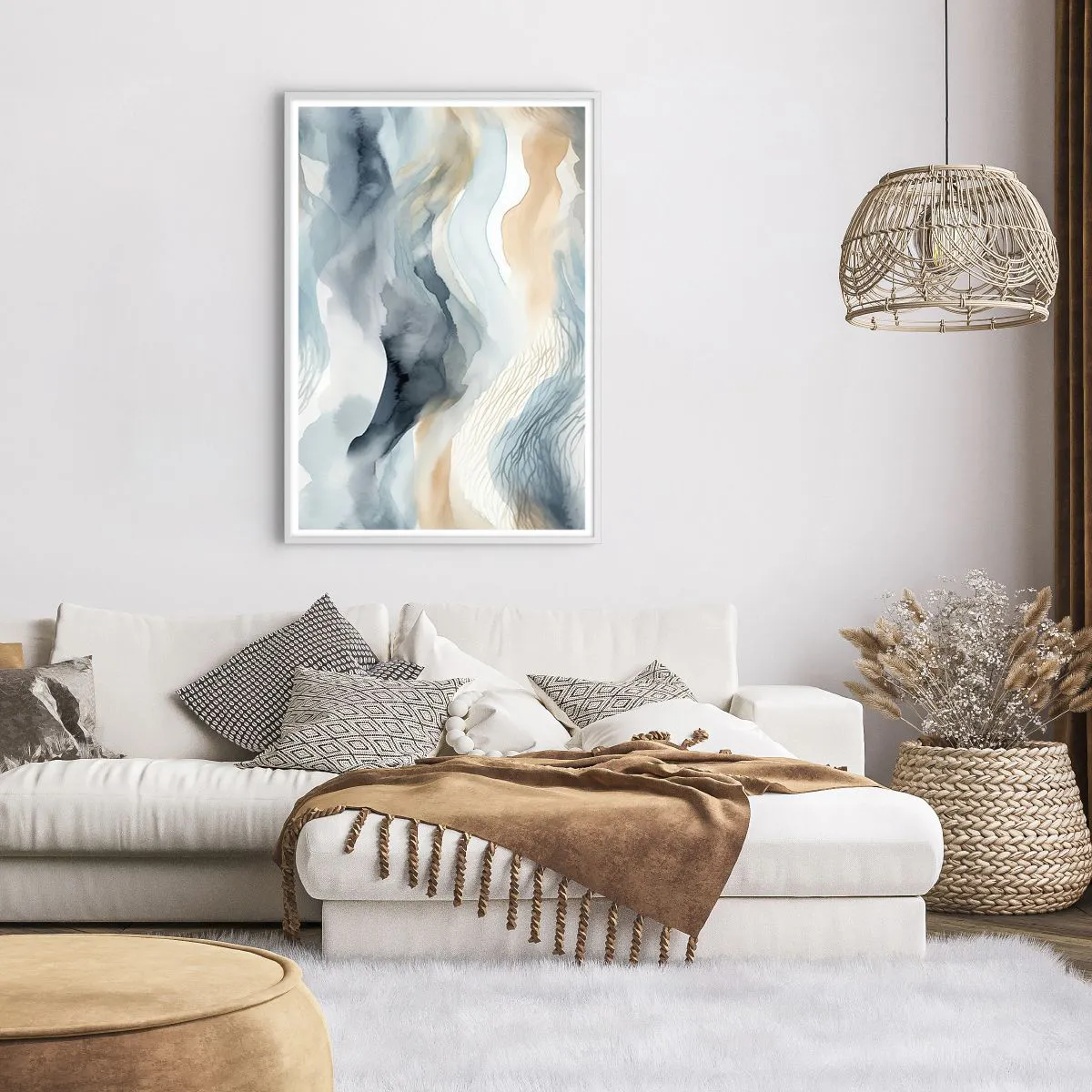 Poster in een witte lijst - Besneeuwde en mistige abstractie - 70x100 cm