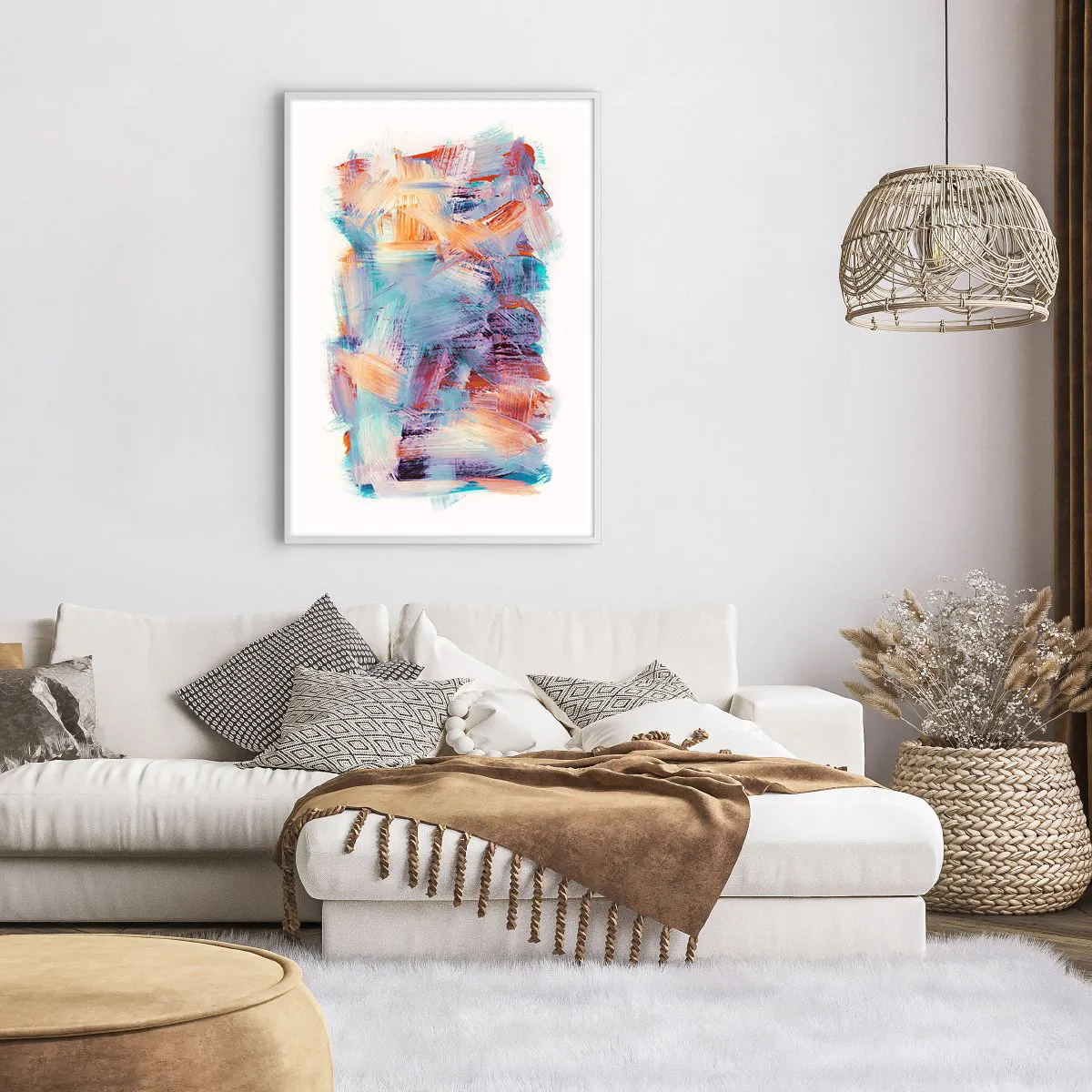 Póster en marco blanco - Colorido desorden - 70x100 cm