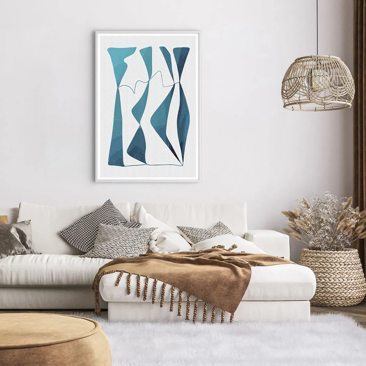 Affiche dans un cadre blanc - Poster - Abstraction : composé turquoise - 70x100 cm