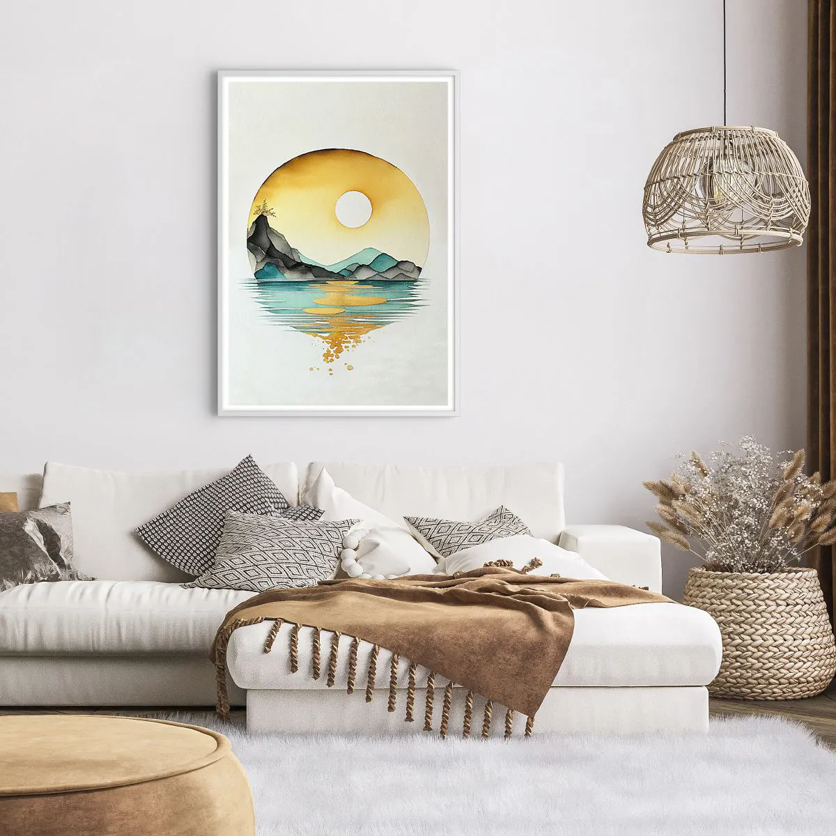 Plakat i hvid ramme - I en cirkel af skønhed - 70x100 cm