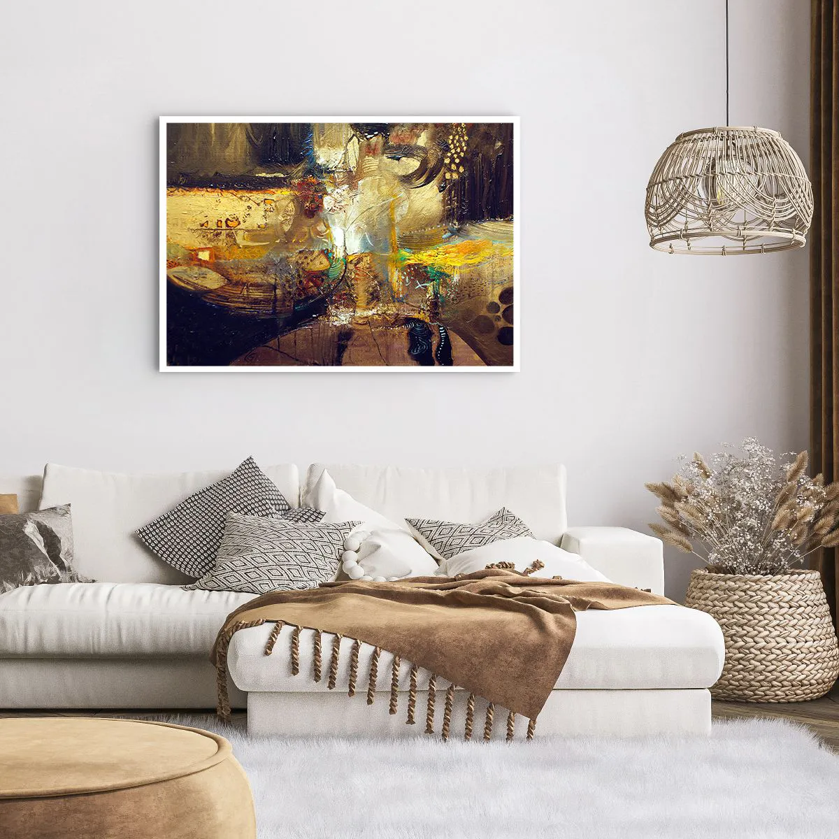 Póster - Naturaleza muerta abstracta en colores cálidos - 100x70cm - Frío, templado, caliente - Decoración de pared moderna para salón y dormitorio ARTTOR