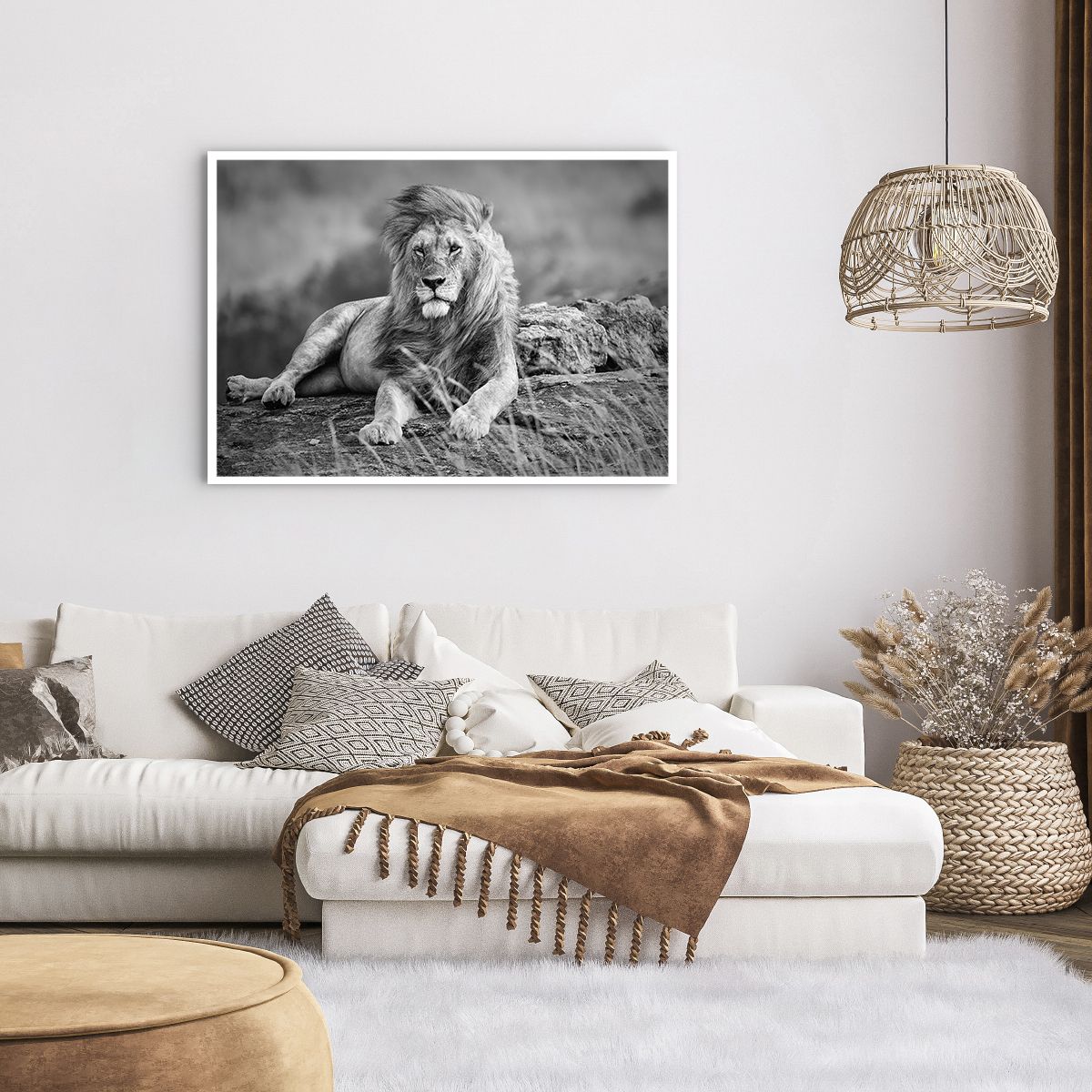 Poster in cornice nera Arttor 50x70 cm - La siesta del re - Leone, Animali,  Natura, Africa, Bianco E Nero, Per il Salotto, Per la Camera da letto