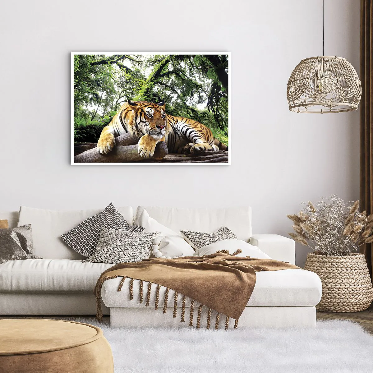 Póster - Un tigre descansando en un bosque tropical. - 100x70cm - Atentamente - Decoración de pared moderna para salón y dormitorio ARTTOR